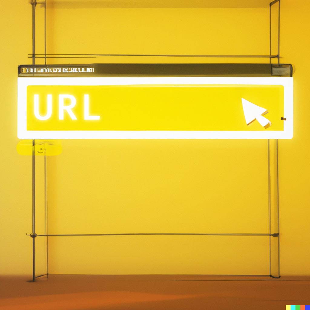 DALL·E prompt: highly detailed browser URL bar with UI floating in a yellow room, digital art